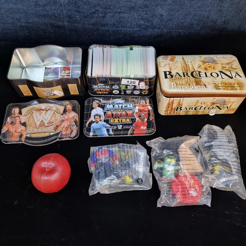 120 - Three tins containing two sealed Transformers models including Plankton from 'Spongebob' and 2011/20... 