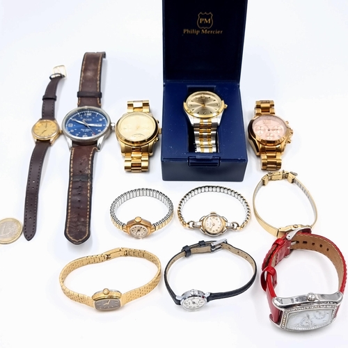 50 - An assorted collection of 10 wrist watches, in an array of modern styles. This includes a Michael Ko... 