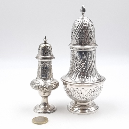 59 - Two attractive antique silver plated items, consisting of a beautiful tall finely detailed sugar sha... 