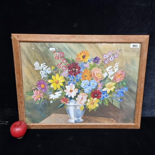 63 - A delightful vintage gouache on paper painting by Adeline Hunter featuring a bountiful display of co... 