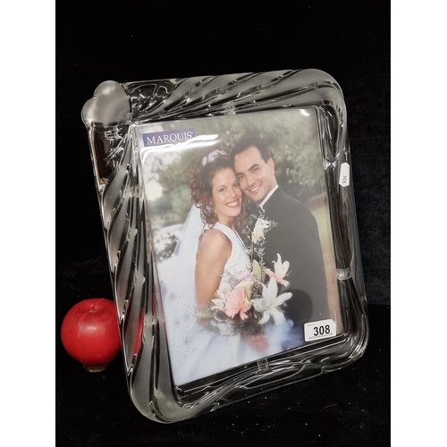 308 - A beautiful large Marquis by Waterford crystal photo frame with acid etched heart motif. A fabulous ... 