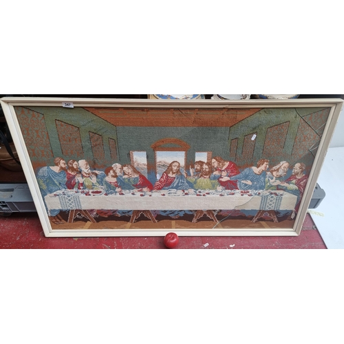 347 - A very large hand embroidered textile work featuring Leonardo Da Vinci's famous Last Supper.