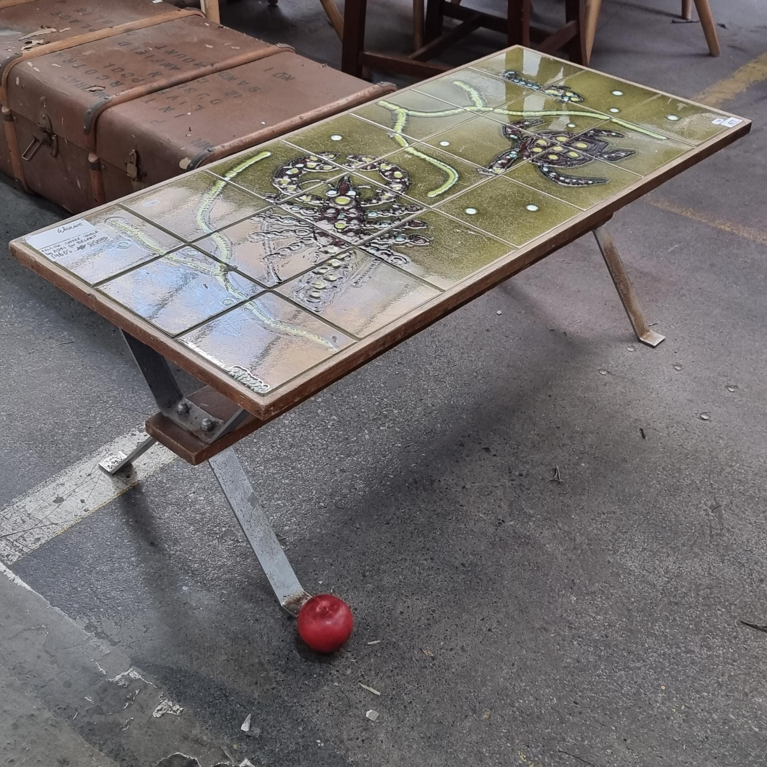 Star Lot :A fabulous Mid Century Modern Belgian tiled coffee table by ...