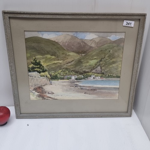 341 - A vintage framed watercolour on paper painting. Titled ''Rostrevor & Cloughmore - Carlingford Lough'... 