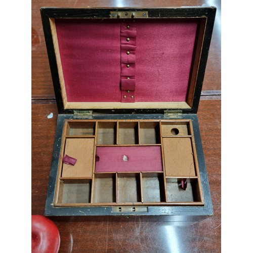 302 - A fabulous antique wooden sewing/ work box, with inscription stating that it was gifted to Teresa Ba... 