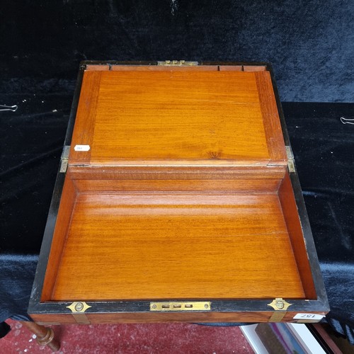 157 - Star lot : A stunning example of a Victorian burr walnut and brass banded writing slope featuring a ... 