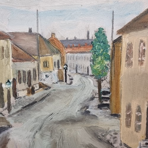 72 - A gorgeous original oil on canvas featuring a rural Irish town in light pastel tones. The soft appli... 