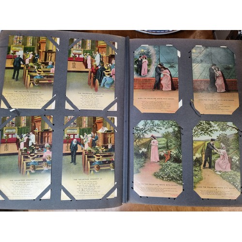 997 - Star Lot : An original Art Nouveau post card album with 340 collectible postcards dating to WWI feat... 