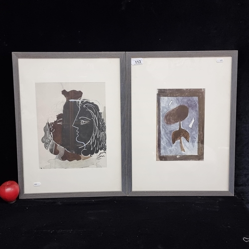 113 - A pair of nicely framed prints displaying abstract tonal compositions.