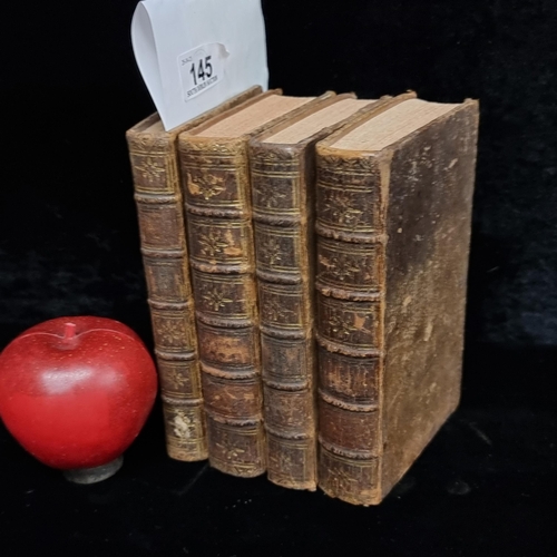 145 - Four antique hardback books titled 'Oeuvres D'Horace' in the French language including volumes 1, 2,... 