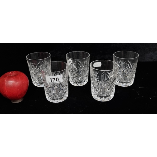 170 - Five Waterford Crystal whiskey glasses in the Clare pattern. In very good condition and with marks t... 