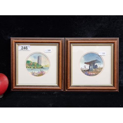 246 - Two original watercolour on paper paintings by Elizabeth Finneggan showing Irish landmarks including... 