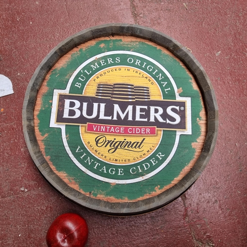 295 - A good looking Bulmers  Cider wall sign in the form of a whiskey barrel lid.