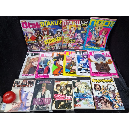 302 - A collection of 15 manga, Asian anime comic books and magazines including 'Bleach', 'Pluto', 'Code G... 