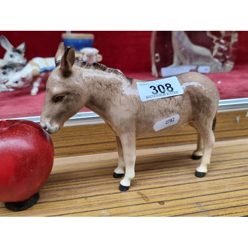 308 - A charming Beswick porcelain figure of a donkey. With mark to base. in VGC