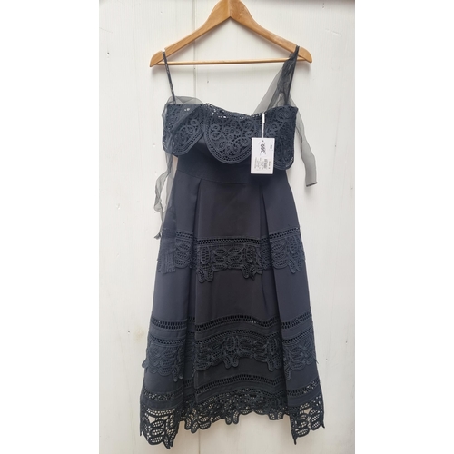 360 - Star lot : A beautiful black bow strap dress by Self-Portrait with chiffon straps, lace detail throu... 