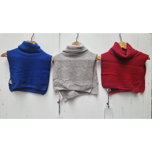 362 - Three stylish 100% cashmere turtleneck collars by Carolyn Donnelly from the Edit Collection. In blue... 