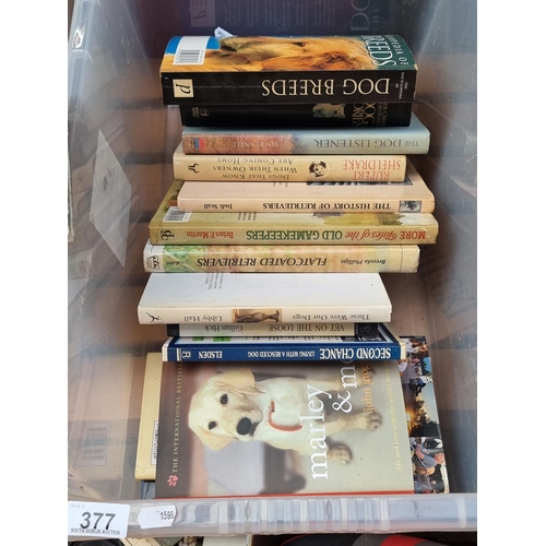 377 - Sixteen books of dog interest including the novel 'Marley & Me'  and 'Dog Stories' by Roger Caras, a... 