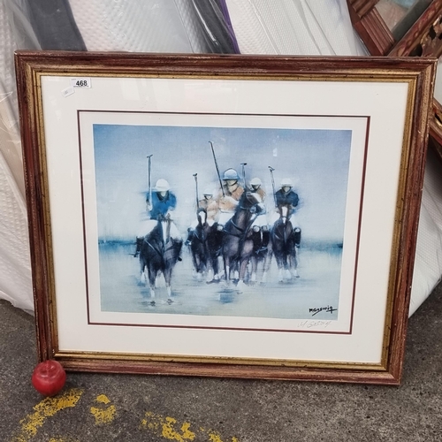 468 - A high quality print of painting by M. Gascoin showing a polo match with jockeys on their horses. Ha... 