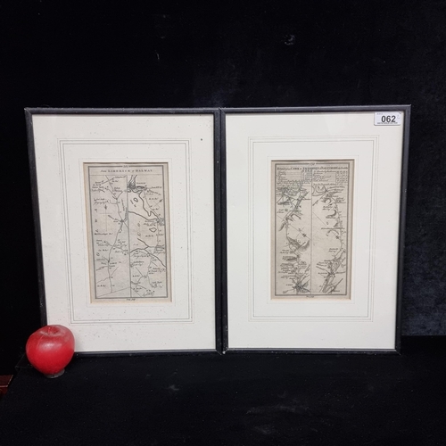 62 - Two original antique map engravings showing the roads from Limerick to Galway along with the road fr... 