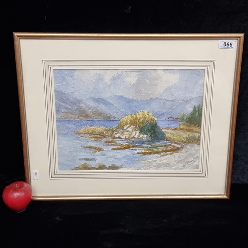66 - A beautiful vintage original watercolour on paper painting featuring a view of a mountainous landsca... 