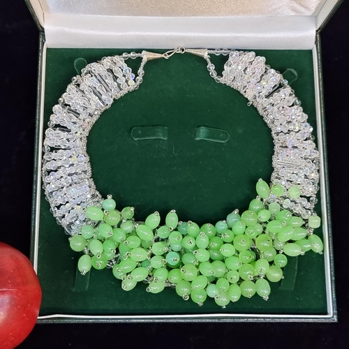 680 - A dramatic Chinese necklace. Sporting jade section to clavicle with facet cut aurora borealis  colla... 