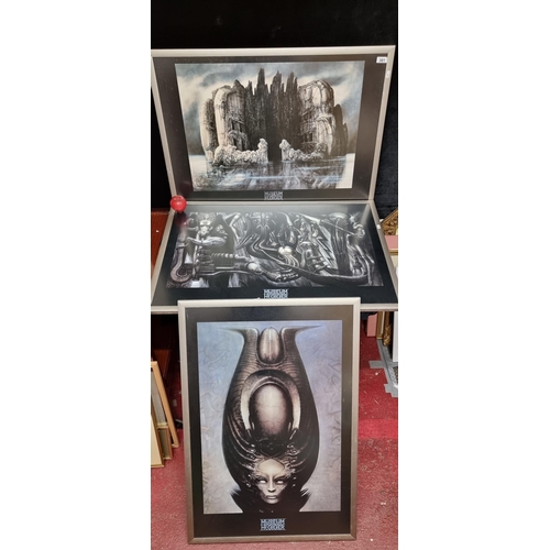 81 - Three large framed prints of works originally by the artist H.R. Giger from the museum's collection.... 