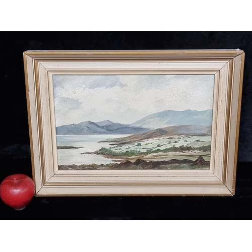 83 - A charming original oil on board painting showing a west of Ireland landscape in pastel shades. Sign... 