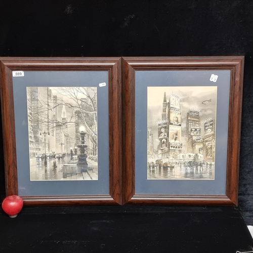 89 - A pair of high quality prints showing watercolour and ink wash paintings originally by the artist Ro... 