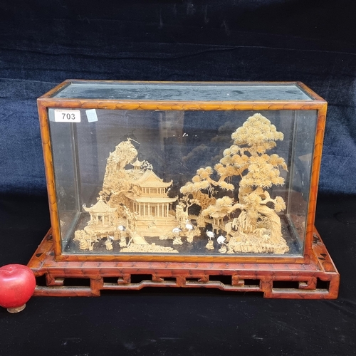 703 - Star Lot - A beautiful large  vintage Chinese  diorama. Crafted from cork with really wonderful deta... 