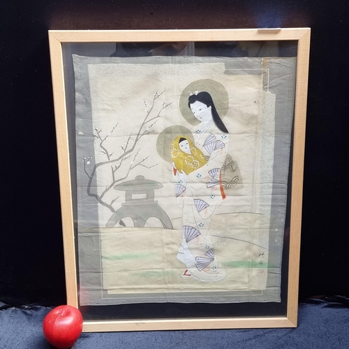 709 - A rare vintage 1950/1960s Japanese silk painting of a 