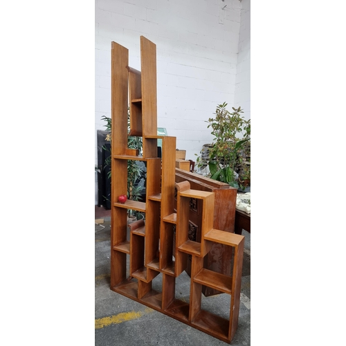 735 - Star lot : A very cool tall Chinese shelving unit with 15 tiered shelves making an excellent display... 