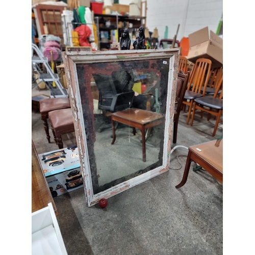 862 - Star Lot : A fantastic large antique 19th century wall mirror with attractive desilvering and foxing... 