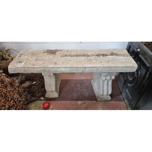 898 - A gorgeous reconstituted stone classic garden bench. An incredibly heavy piece with beautifully curv... 