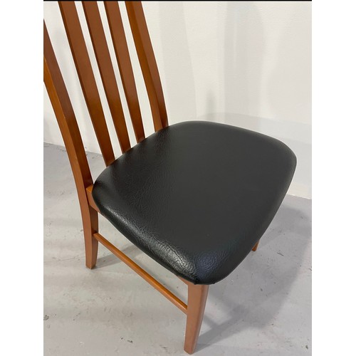 846 - Star lot : A fabulous set of Six teak Mid Century Modern dining chairs with tapered slat backs and u... 