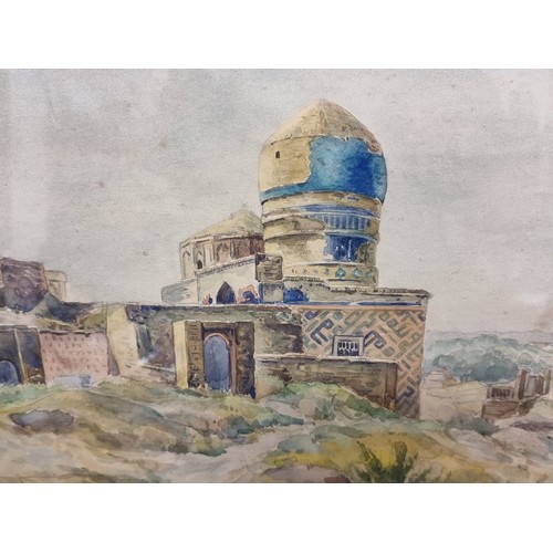 106 - A truly stunning original watercolour on paper painting of the Shakhi Zinda Necropolis in Samarkand,... 