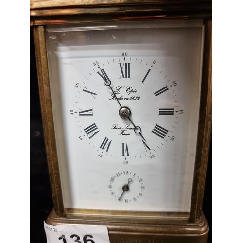 136 - Star lot : A wonderful mechanical L'Epée French made 11 jewel carriage clock with beautiful enameled... 