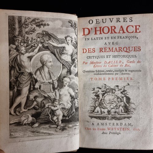 145 - Four antique hardback books titled 'Oeuvres D'Horace' in the French language including volumes 1, 2,... 