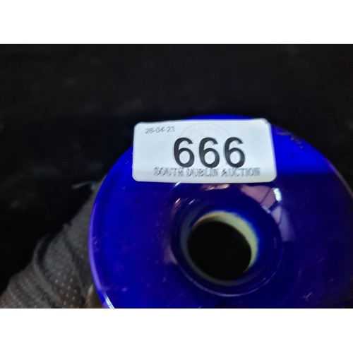 666 - Star Lot : A surprisingly heavy Chinese porcelain vase. Finished with a rich cobalt blue glaze and S... 