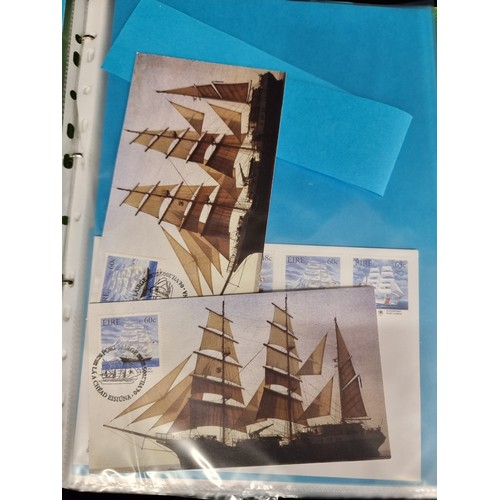 229 - A collection of postage stamps featuring images of tall ships and Irish mariners. A collection of sp... 