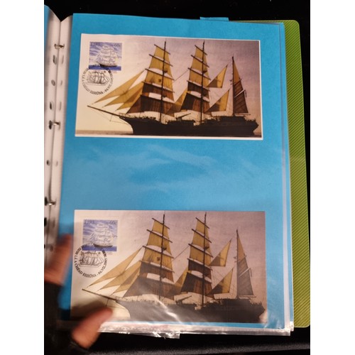 229 - A collection of postage stamps featuring images of tall ships and Irish mariners. A collection of sp... 