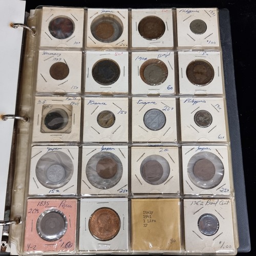 230 - A coin album of over 230 coins with their corresponding information booklets. Includes antique and v... 