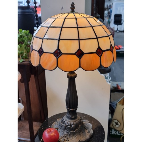 584 - A gorgeous Turkish style table lamp with beautiful round mosaic glass shade crafted from red glass s... 