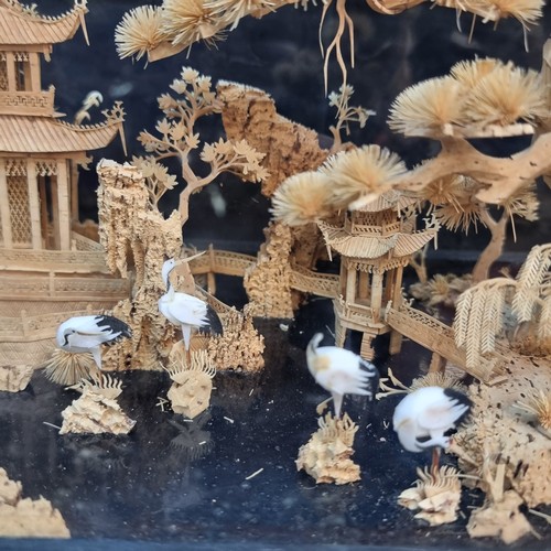 703 - Star Lot - A beautiful large  vintage Chinese  diorama. Crafted from cork with really wonderful deta... 