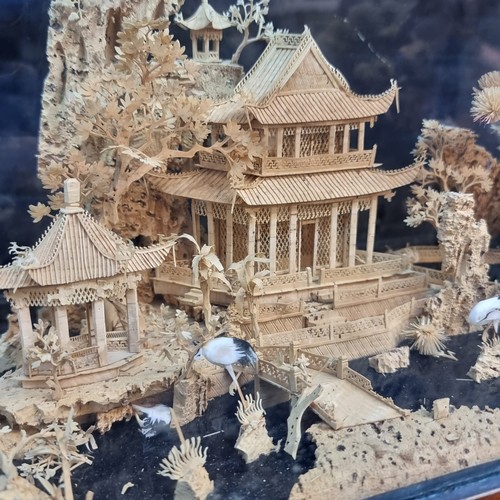 703 - Star Lot - A beautiful large  vintage Chinese  diorama. Crafted from cork with really wonderful deta... 