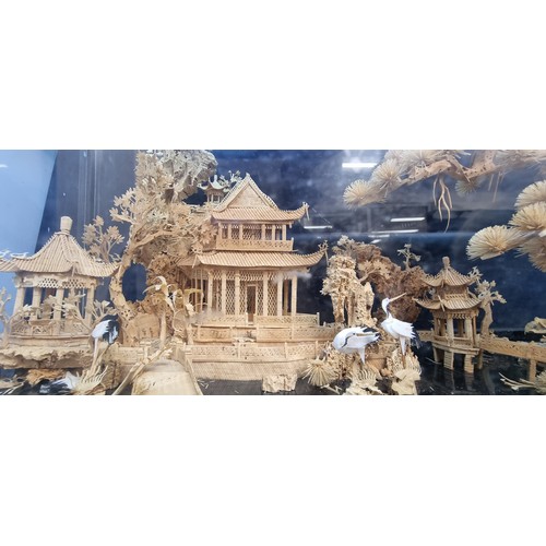 703 - Star Lot - A beautiful large  vintage Chinese  diorama. Crafted from cork with really wonderful deta... 