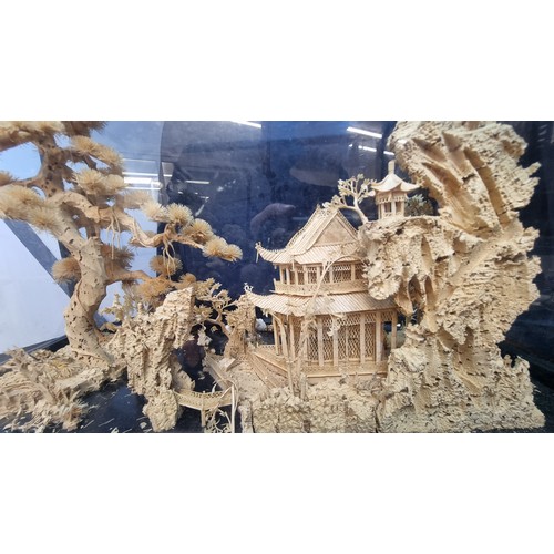 703 - Star Lot - A beautiful large  vintage Chinese  diorama. Crafted from cork with really wonderful deta... 