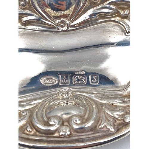 11 - An attractive sterling silver antique pin dish, featuring a Repoussé motif. Hallmarked Birmingham, w... 