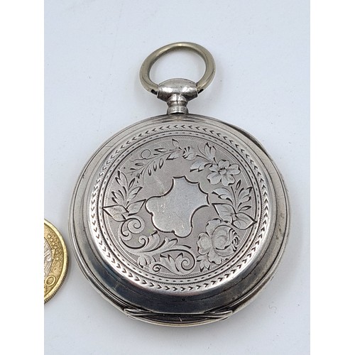 41 - A fine example of an continental silver (stamped 800) pocket watch, this watch features a white enam... 