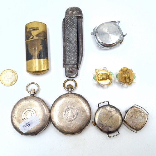 43 - A collection of items, consisting of five watches, which includes one pocket watch set with Omega di... 